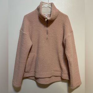Old Navy blush Sherpa half zip jacket